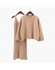 2018 jesień Womans sweter + Straped zestawy sukienek Solid Color kobieta Casual dwuczęściowe garnitury luźny sweter dzianina Min
