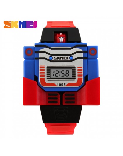 SKMEI zegarki dla dzieci LED cyfrowe dzieci Cartoon sport zegarki Robot transformacja zabawki chłopcy zegarki na rękę montre enf