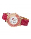 Hello Kitty Kids Watch uroczy wzór różowe cyrkonie zegarek dla dzieci z postaciami z kreskówek wysokiej jakości skórzany pasek k