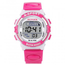 Różowe dzieci cyfrowe zegarki silikonowy pasek chłopcy dziewczęta elektroniczny zegarek alarmowy śliczne studenci zegar led Mont