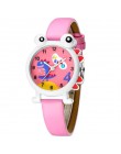 KDM piękny Cartoon dinozaur zegarek dla dzieci śliczne dzieci chłopcy zegarki wodoodporne prawdziwej skóry Kid zegarek zegar dla