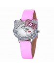 Nowy różowy skórzany śliczny zegarek dziecięcy dla dziewczynek dzieci Student Infantil skórzany zegarek z paskiem Relogio bajkow