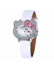 Nowy różowy skórzany śliczny zegarek dziecięcy dla dziewczynek dzieci Student Infantil skórzany zegarek z paskiem Relogio bajkow