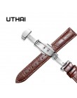 UTHAI Z09 skórzany pasek do zegarka 20MM 22MM zapięcie motylkowe ze stali nierdzewnej inteligentny zegarek uniwersalny pasek 12-