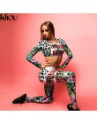 Kliou 2018 dres fitness cyfrowe drukowane litery treningu kobiet dwa kawałki zestawy sportowe pełna rękaw krótki top legginsy