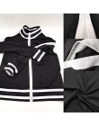 Plus rozmiar Casual damski dres dwuczęściowy zestaw kardigan Jogging Femme boczne białe kurtki + zamek do spodni Sportwear jesie