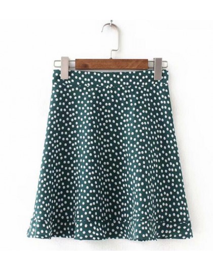 Toppies kobiety kropki spódnica zielona biała Saia wysoka talia Faldas krótka spódniczka 2020 lato