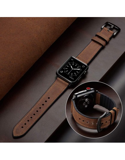 Silikon i skórzany pasek na pasek do apple watch 42mm 38mm pasek do apple watch 4 5 44mm 40mm iwatch pas 3/2/1 wysokiej jakości 