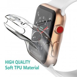 Etui na cały telefon do zegarka Apple Watch 5 4 3 2 40MM 44MM ochronna TPU HD wyczyść bardzo smukłe etui zabezpieczenie ekranu d