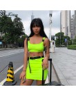 Hugcitar klamra zespół camis skryt 2 dwuczęściowy zestaw 2019 lato kobiety modny pasek patchwork neon zielony streetwear zestawy