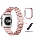 Taśma metalowa Band + Case do Apple Watch seria 5 pasek 40mm 44mm pierścionek z brylantem 38mm 42mm bransoleta ze stali nierdzew