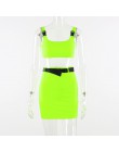 Hugcitar klamra zespół camis skryt 2 dwuczęściowy zestaw 2019 lato kobiety modny pasek patchwork neon zielony streetwear zestawy