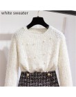 Nowa jesienno-zimowa dwuczęściowy zestaw dres damski elegancki frezowanie sweter z dzianiny + wysokiej talii Tweed spódnica syre