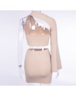 Hugcitar jedno ramię długi, rozszerzony rękaw krótkie bluzki spódnice 2 sztuk zestaw 2018 jesień zima kobiety moda jednolita sek