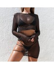 BKLD Sexy przezroczysta siateczka klub 2 dwa kawałki ustawia kobiety 2019 letnie stroje przepuszczalność długim rękawem krótkie 
