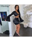 Chicology satin flare z długim rękawem 2 dwuczęściowy pasujący zestaw kobiet krótki top wysokiej talii mini spódnica 2019 jesien