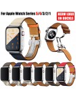 Logo Herm na metalowej klamrze do zegarka Apple Series 5 4 3 2 1 44mm 40mm od zegarków skórzana bransoletka z paskiem do iWatch 