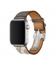 Logo Herm na metalowej klamrze do zegarka Apple Series 5 4 3 2 1 44mm 40mm od zegarków skórzana bransoletka z paskiem do iWatch 