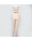 NewAsia Tacksuit kobiety 2 sztuka zestaw bez rękawów biały prążkowany dwuczęściowe stroje krótki top długie spodnie Plus Size na