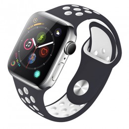 Nowa oddychająca silikonowa opaska sportowa do zegarka Apple 4 5 opaska 44MM 40MM gumka do paska Iwatch 3 2 1 38mm 42mm akcesori