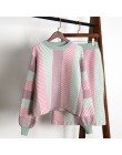 2019 jesień zima nowy nieregularny dzianinowy sweter w paski swetry i Bodycon spódnice ołówkowe 2 sztuk zestawów kobiety ciepły 
