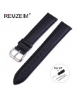 REMZEIM skórzany pasek Watchband 16/18/20/22/24 MM ze stali nierdzewnej stalowa klamra mężczyźni kobiety wymienić zegarek z bran