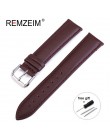 REMZEIM skórzany pasek Watchband 16/18/20/22/24 MM ze stali nierdzewnej stalowa klamra mężczyźni kobiety wymienić zegarek z bran