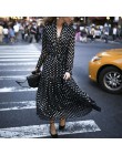 Styl boho kobiety sukienka Sexy Vintage Maxi Polka Dot dekolt w szpic sukienka typu Wrap eleganckie sukienki damskie wieczorowe 