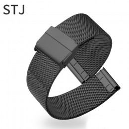 STJ marka stal nierdzewna stalowy pasek 16mm 18mm 19mm 20mm 22mm Watchband dla Samsung Galaxy zegarek 42mm 46mm Milanese metalow