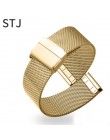 STJ marka stal nierdzewna stalowy pasek 16mm 18mm 19mm 20mm 22mm Watchband dla Samsung Galaxy zegarek 42mm 46mm Milanese metalow