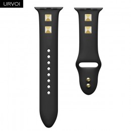 URVOI Studded pasek dla apple watch serii 5 4 3 2 1 pasek do zegarka iwatch pasek silikonowy punk nit styl 38 40 42 44mm