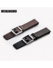 MEIHANGHUI Watchband skórzany czarny ciemny brązowy zegarek pasek 16mm 18mm 20mm 22mm 24mm pasek zamienny polerowany ze sprzączk