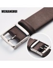 MEIHANGHUI Watchband skórzany czarny ciemny brązowy zegarek pasek 16mm 18mm 20mm 22mm 24mm pasek zamienny polerowany ze sprzączk