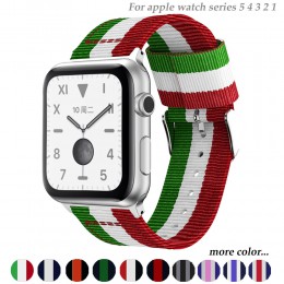 Pasek w barwach nato dla Apple Watch 5 4 zespół 44mm/42mm iwatch 3 zespół 40mm/38m pulseira tkane płótno bransoletka na rękę zeg