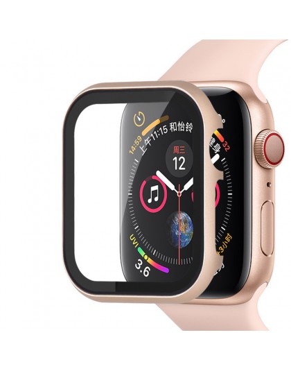 Szkło + rama matel case do Apple Watch 5 4 3 44mm 42mm iwatch band 40mm 38mm metalowy zderzak dookoła ekranu rama ochraniająca