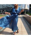 Simplee Polka dot kobiety sukienka typu wrap elegancka z bufkami rękaw linia v neck sash party dress Wrap odzież do pracy street