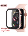 Szkło + rama matel case do Apple Watch 5 4 3 44mm 42mm iwatch band 40mm 38mm metalowy zderzak dookoła ekranu rama ochraniająca