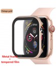 Szkło + rama matel case do Apple Watch 5 4 3 44mm 42mm iwatch band 40mm 38mm metalowy zderzak dookoła ekranu rama ochraniająca