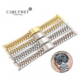 CARLYWET 19 20 22mm Two Tone Hollow zakrzywiony koniec stałe śruby linki wymiana pasek zegarka pasek w starym stylu bransoletka 