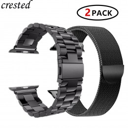 2 sztuk pasek na pasek do Apple watch 44 mm 40mm iWatch 42mm 38 mm bransoleta ze stali nierdzewnej + Milanese Loop Apple watch 4