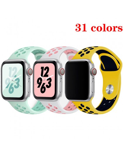 Sportowy pasek silikonowy dla pasek do apple watch 4 5 44mm 40mm 42mm 38mm iwatch 5/4/3/2/1 bransoletka gumowa bransoletka do ze