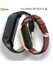 Skórzany pasek dla Xiao mi mi Band 3 smart Band akcesoria do paska dla Xiao mi mi Band 4 bransoletka sport + metalowa pokrywa ob