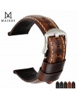 MAIKES zegarek akcesoria Watchband lśniący połysk skórzany pasek zegarka 20mm 22mm 24mm pasek zegarka dla Panerai Seiko Fossil i