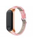 Skórzany pasek dla Xiao mi mi Band 3 smart Band akcesoria do paska dla Xiao mi mi Band 4 bransoletka sport + metalowa pokrywa ob