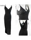 Nadafair lato V Neck Maxi sukienki czerwony klub bez pleców, z wycięciem Spaghetti pasek Bodycon wesele seksowna sukienka kobiet