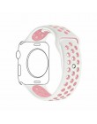 Oddychający silikonowy zegarek na pasek Apple Watch 5 4 3 2 1 38MM 42MM sportowy zegarek gumowy pasek na Nike + iwatch 40mm 44mm