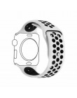 Oddychający silikonowy zegarek na pasek Apple Watch 5 4 3 2 1 38MM 42MM sportowy zegarek gumowy pasek na Nike + iwatch 40mm 44mm