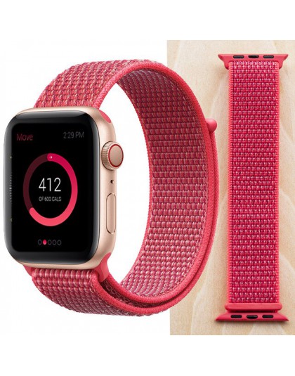 Wysokiej jakości Nylon Sport Loop zamiennik dla pasek do apple watch serii 5 4 3 2 1 miękkie oddychające tkany pasek 44mm iwatch