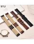 STJ skóra cielęca Watchband 18mm 19mm 20mm 21mm 22mm 24mm kobiety mężczyźni pasek do Tissot Seiko zegarek opaska akcesoria opask