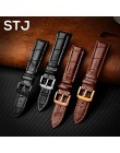 STJ skóra cielęca Watchband 18mm 19mm 20mm 21mm 22mm 24mm kobiety mężczyźni pasek do Tissot Seiko zegarek opaska akcesoria opask